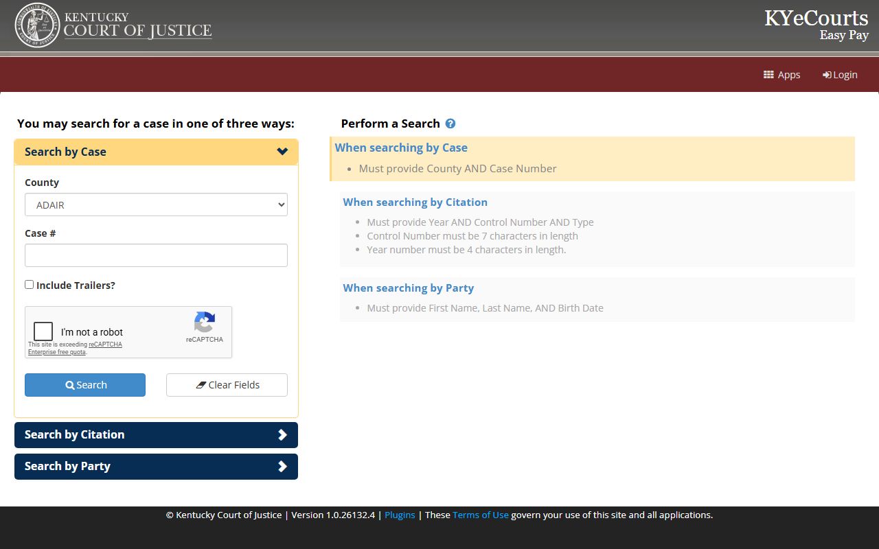 Powell County court dockets Kentucky ePay search portal