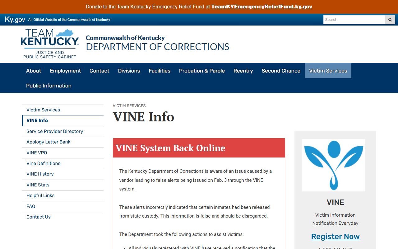 Powell County inmate records Kentucky DOC VINE information