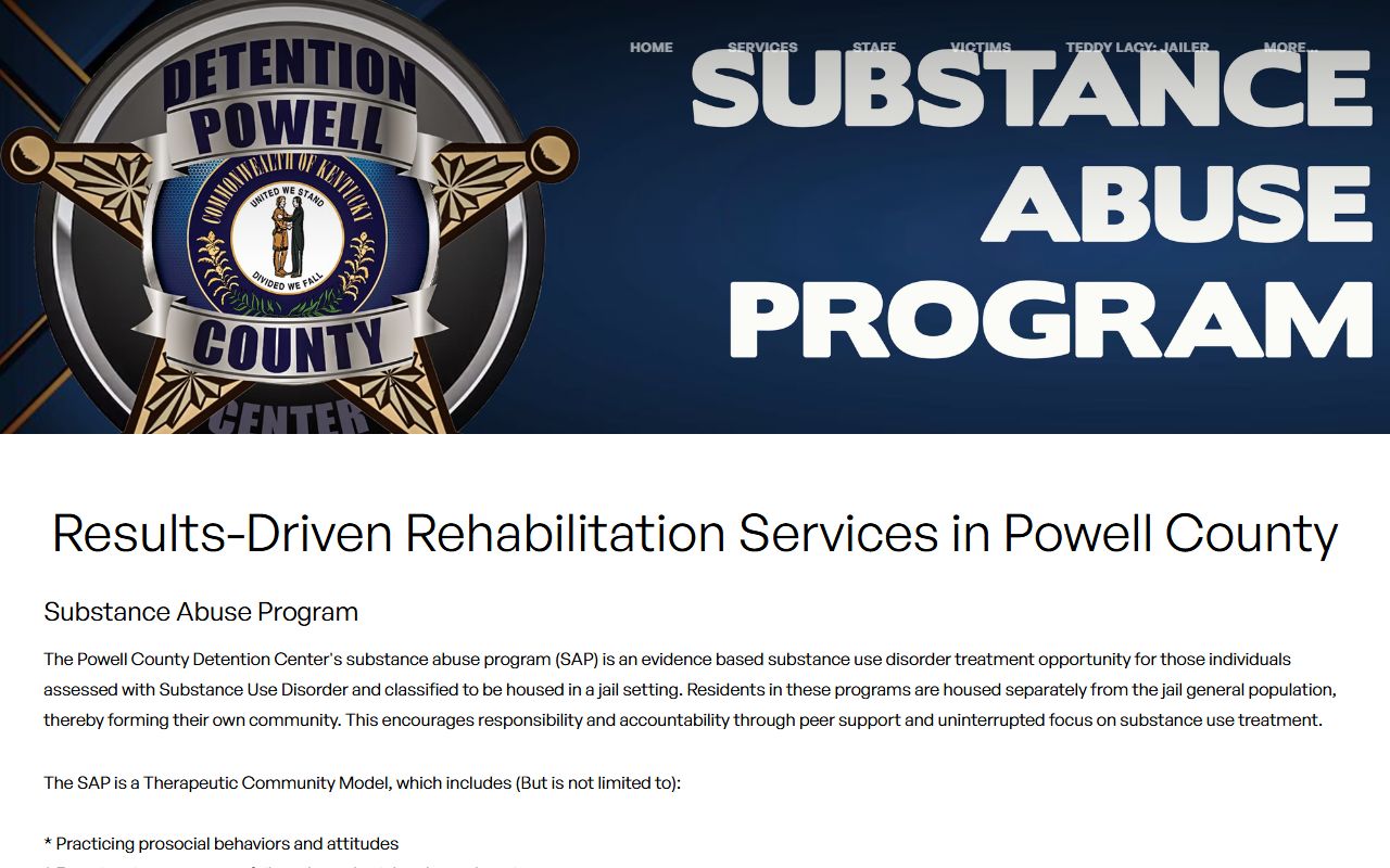 Powell County inmate records detention center substance abuse program