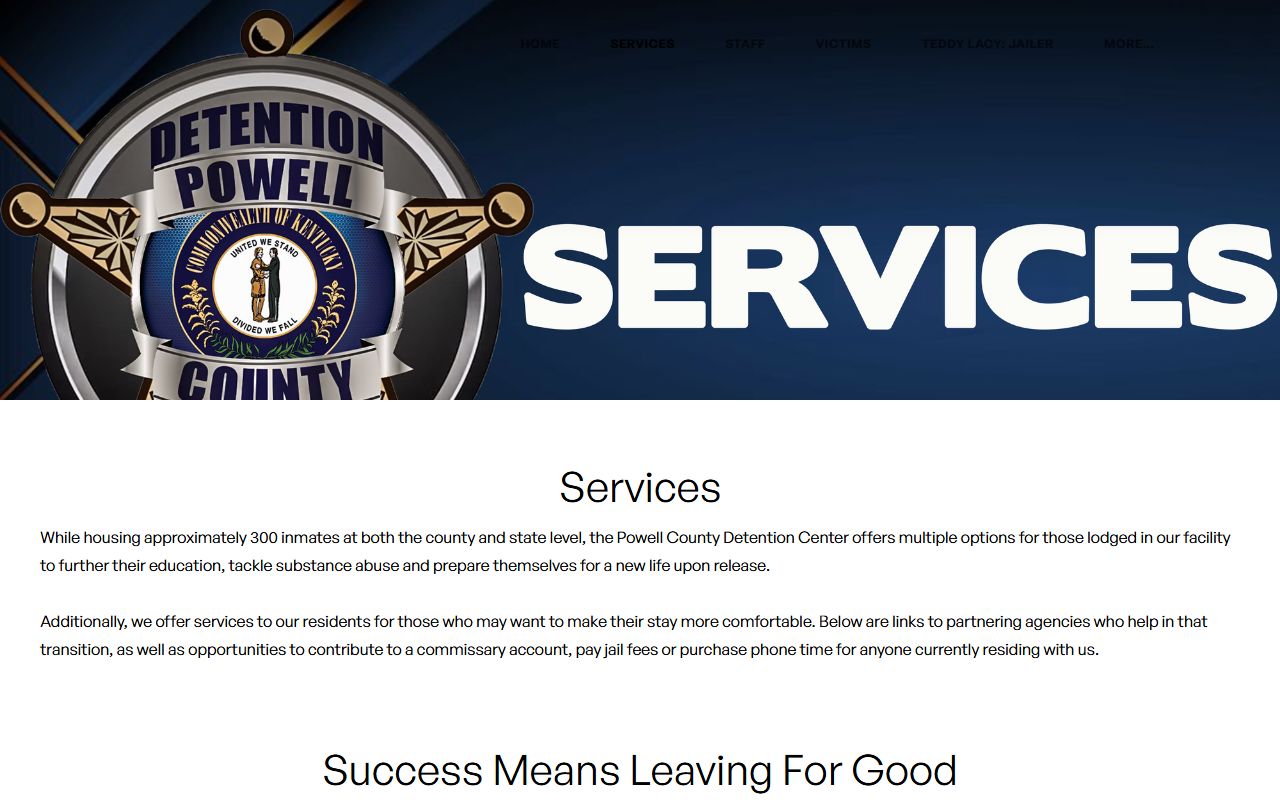 Powell County inmate records detention center services