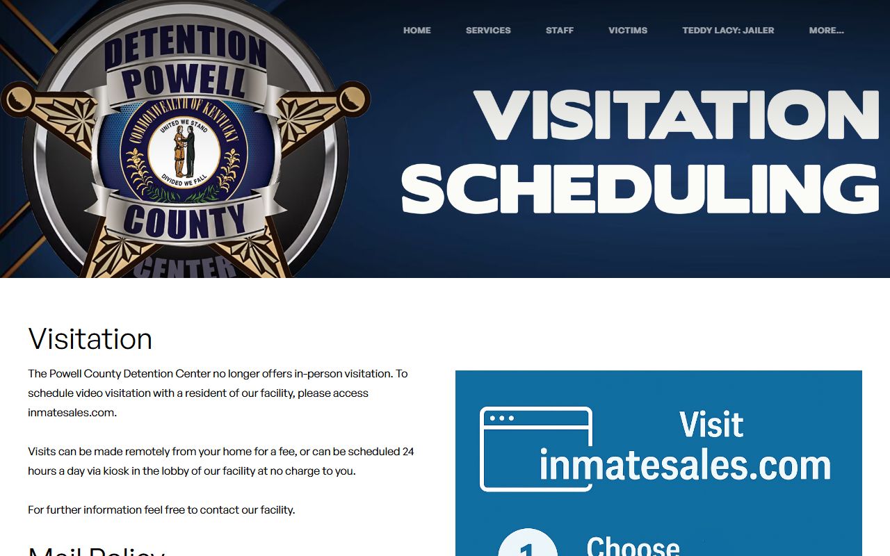 Powell County inmate records visitation and mail rules
