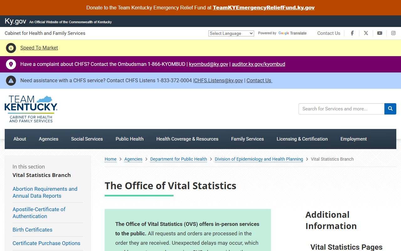 Powell County marriage and divorce records through Kentucky Office of Vital Statistics