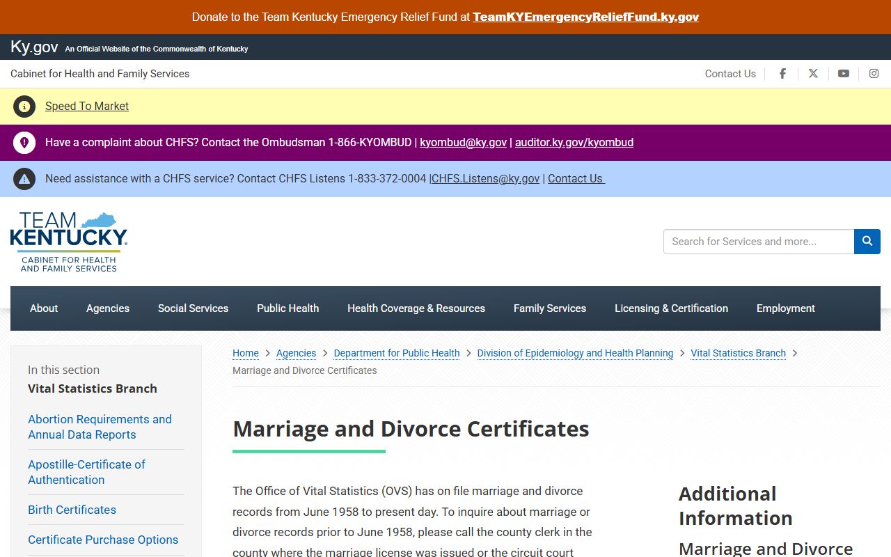 Powell County divorce records and Kentucky marriage certificate instructions