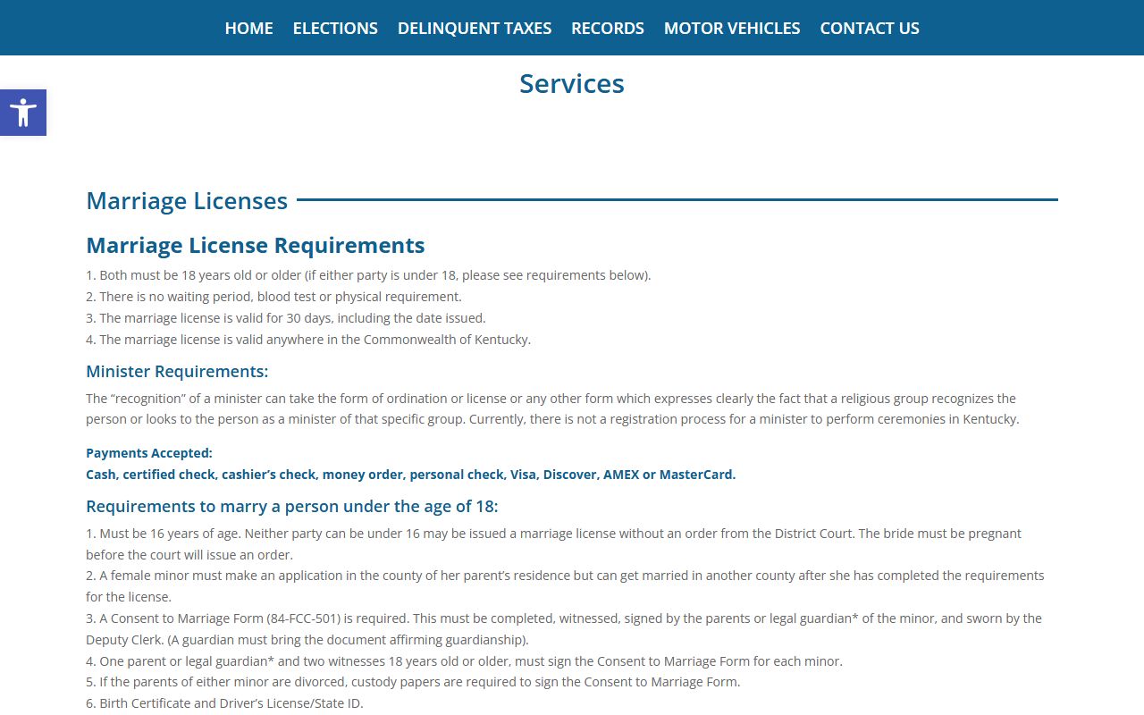 Powell County marriage records and County Clerk marriage license services