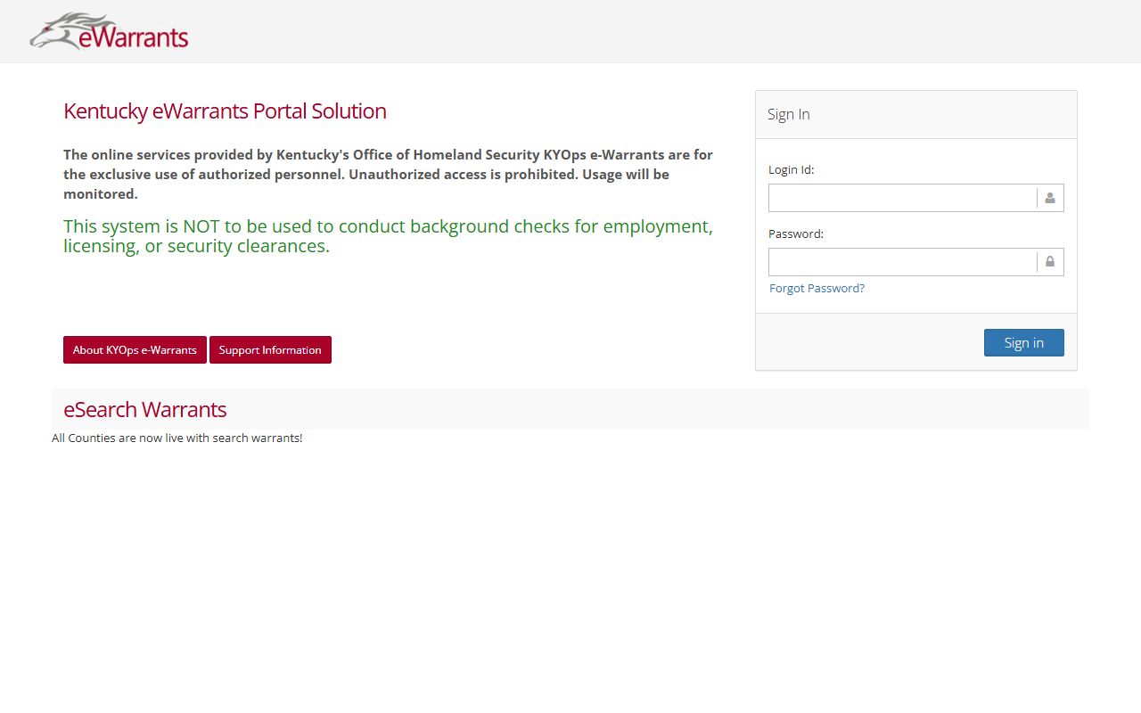 Powell County warrant records Kentucky eWarrants restricted portal